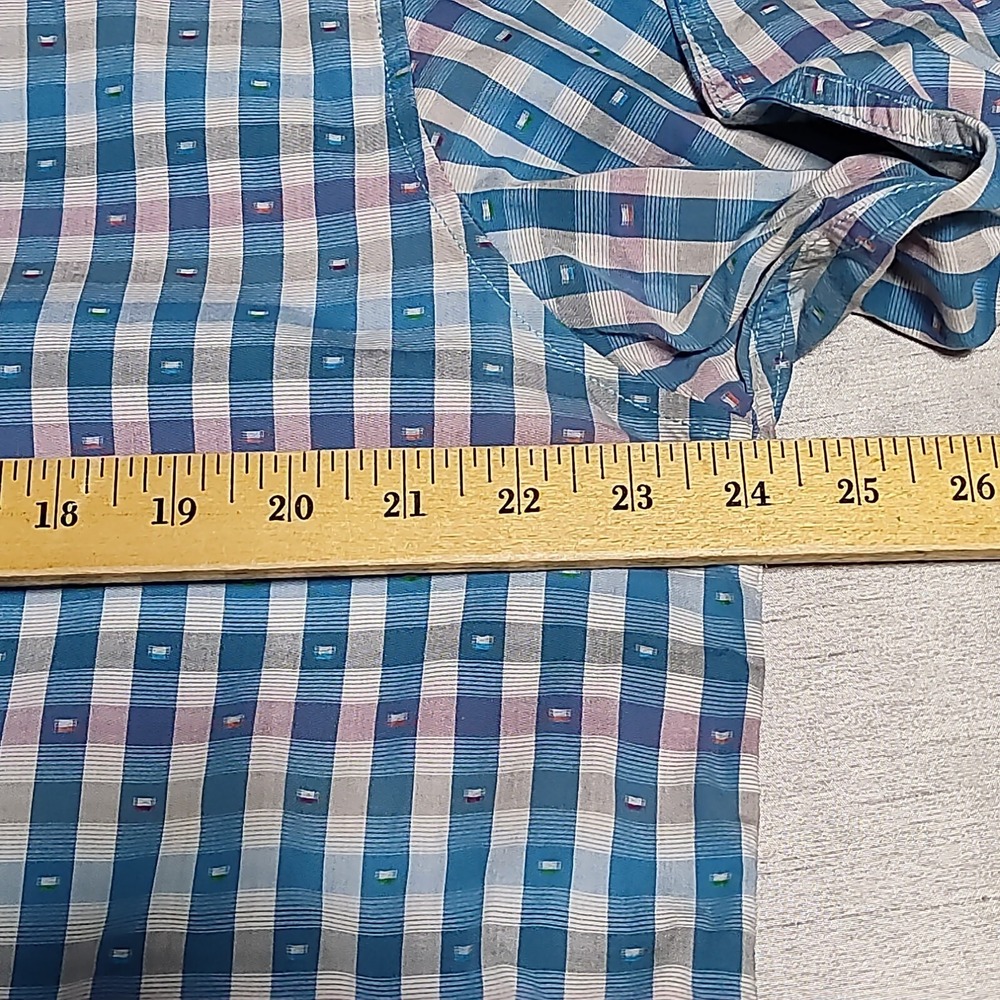 TOMMY BAHAMA JEANS ISLAND MODERN‎ FIT Men XL Blue Geo Check Cotton Shirt EUC - Picture 10 of 15